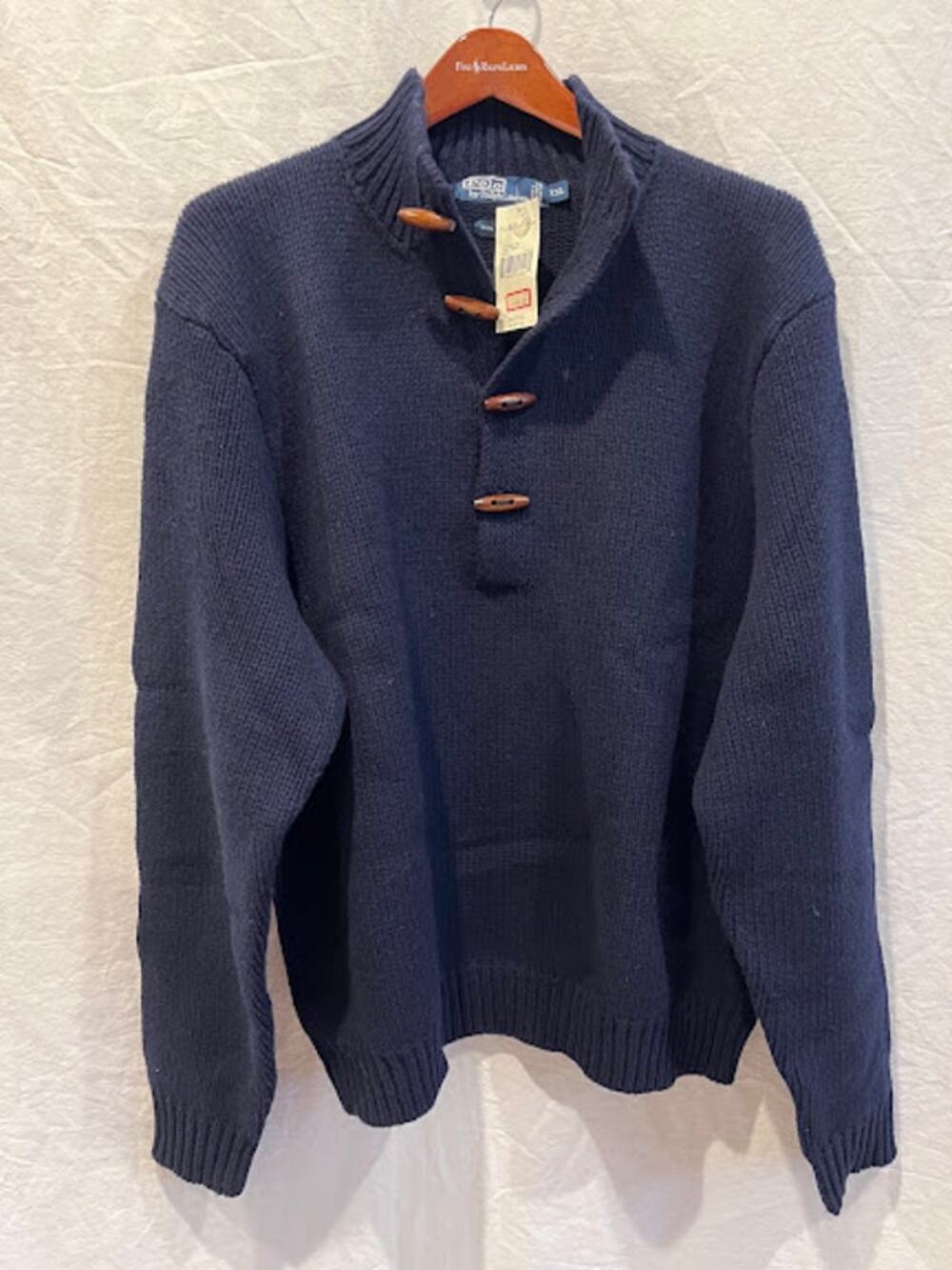 NWT VTG NOS Polo Ralph Lauren Navy 4 Toggle Sweater Wool Mens Sz XXL